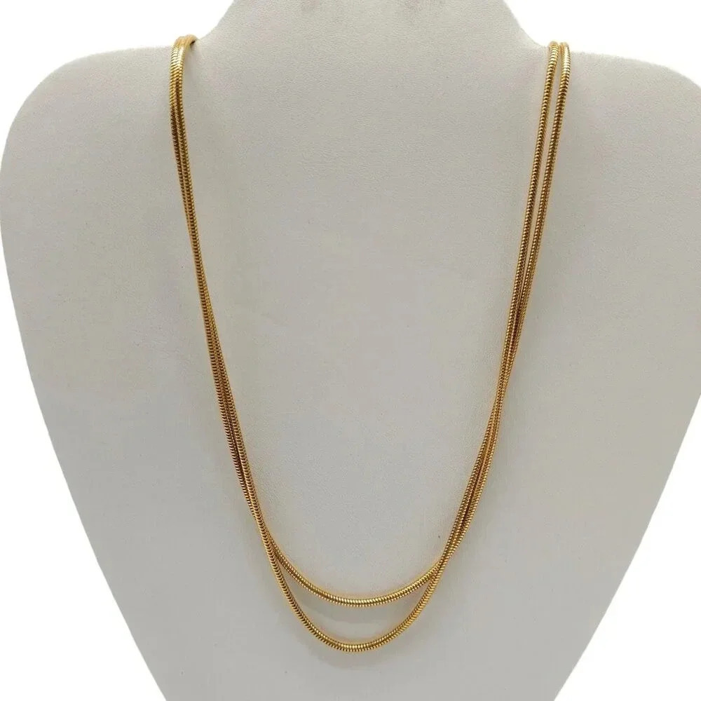 Trifari Snake Chain Long Necklace Spring Ring Closure Gold Tone Vintage